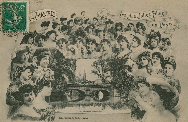 Chartres, a régió legszebb lányai. 1913-ban feladott képeslap. alkotó: French Photographer