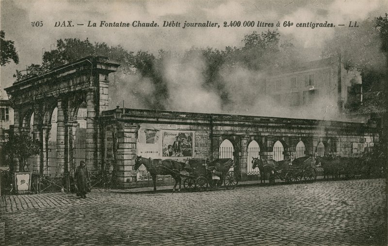 Dax - meleg vizű forrás (napi áramlás: 2400000 liter 64 Celsius fokon). 1913-ban feladott képeslap. alkotó: French Photographer