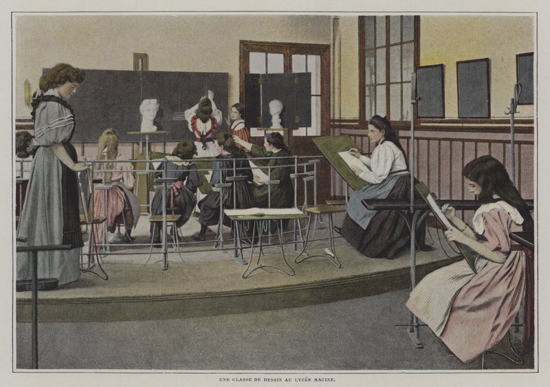 Rajzóra a Lycee Racine-ban, Párizs (színes fotó) alkotó: French Photographer