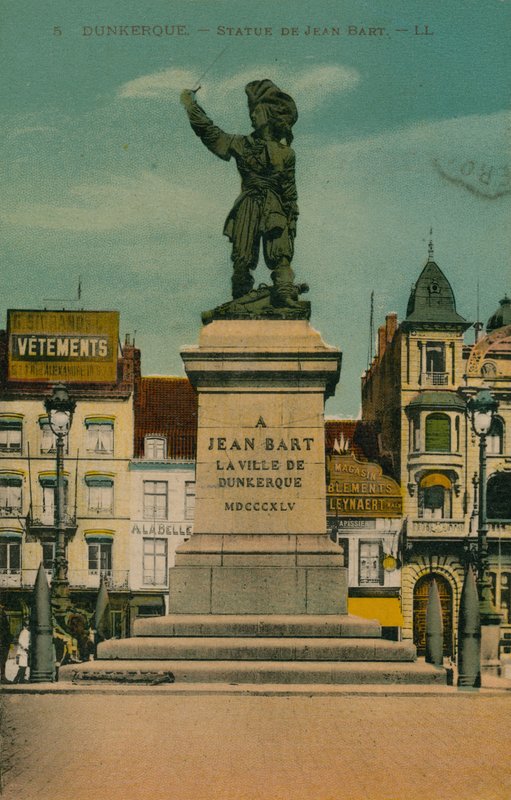 Dunkerque – Jean Bart szobra. 1913-ban feladott képeslap. alkotó: French Photographer