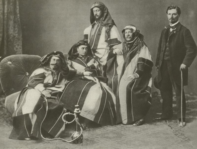 Ferdinand De Lesseps (jobbról a második) a Szuezi-csatornánál dolgozik (f/w fotó) alkotó: French Photographer