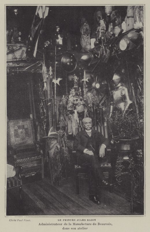 Jules Badin francia festő, a Beauvais gobelingyártó igazgatója a műhelyében (f/w fotó) alkotó: French Photographer