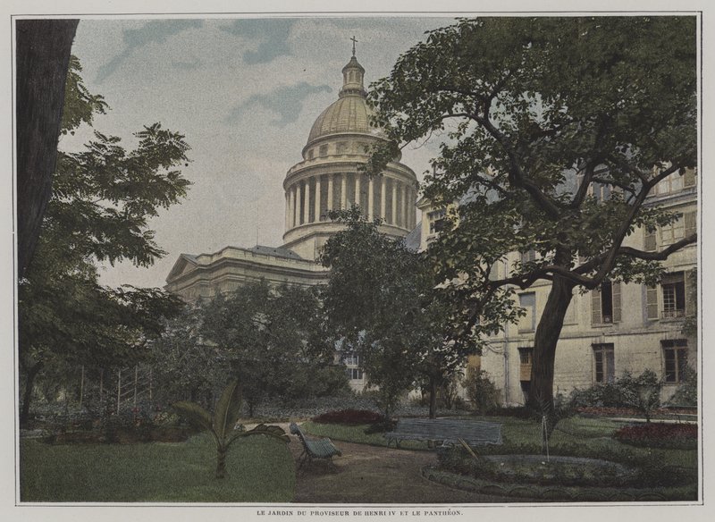 Henri IV Lycee igazgatójának kertje és a párizsi Pantheon kupolája (színes litó) alkotó: French Photographer