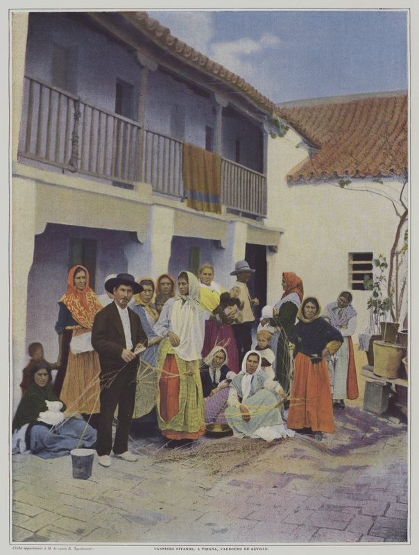 Cigányszövők Trianában, Sevilla külvárosában (színes litó) alkotó: French Photographer