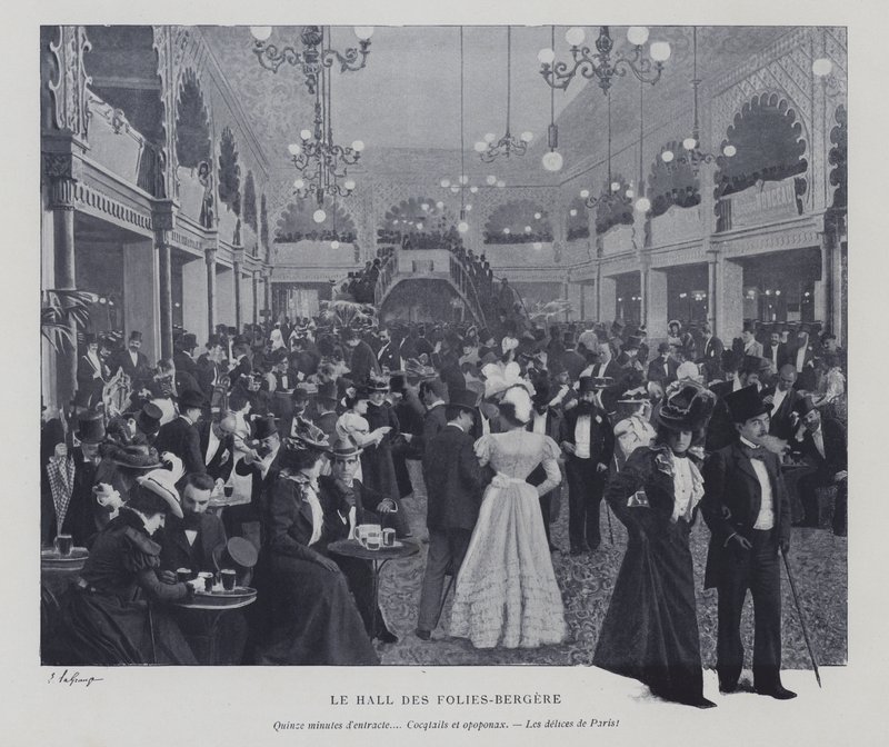 A Folies Bergere csarnoka, Párizs, egy szünetben (f/w fotó) alkotó: French Photographer
