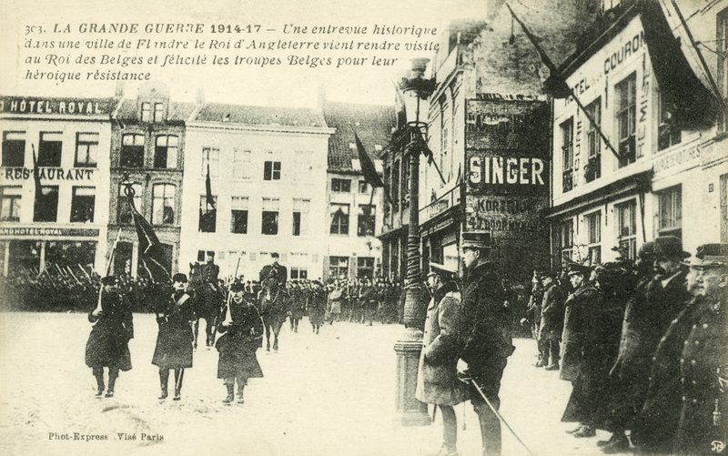 V. György király és I. Albert király egy flandriai faluba látogat (f/w fotó) alkotó: French Photographer