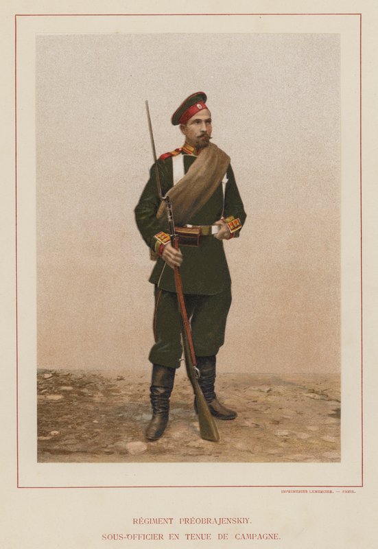 Az orosz hadsereg: Preobrajenszkij ezred, terepruhás altiszt (fotó) alkotó: French Photographer
