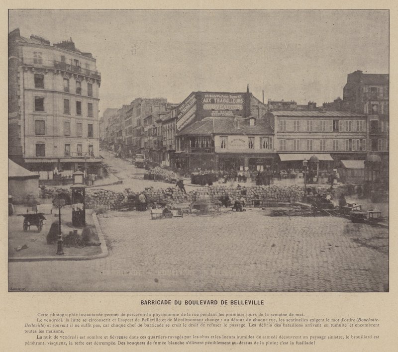 Párizs kommün, Boulevard De Belleville barikádja (f/w fotó) alkotó: French Photographer
