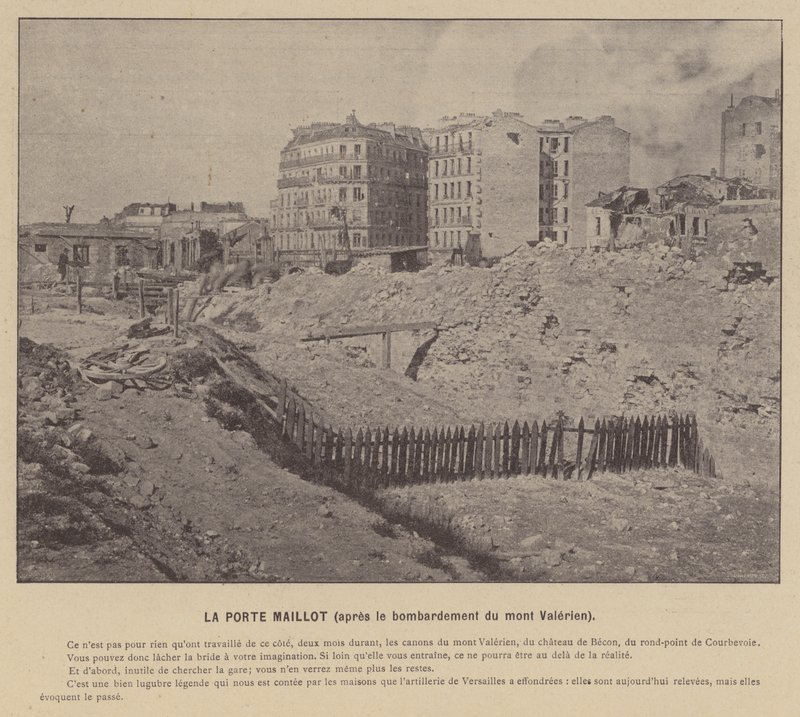 A párizsi kommün, La Porte Maillot, a Mont Valerien bombázása után (f/w fotó) alkotó: French Photographer