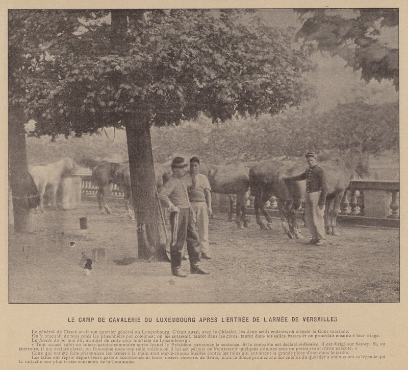 A párizsi kommün, a luxemburgi lovassági tábor a versailles-i hadsereg bevonulása után (f/w fotó) alkotó: French Photographer