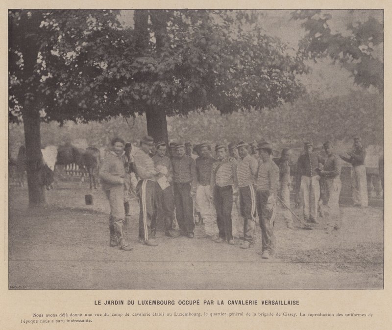 A párizsi kommün, a Versaillese-i lovasság által elfoglalt Jardin Du Luxembourg (f/w fotó) alkotó: French Photographer