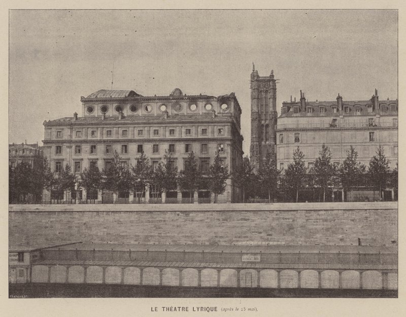 A Párizsi Kommün, Le Theatre Lyrique, május 25. után (f/w fotó) alkotó: French Photographer