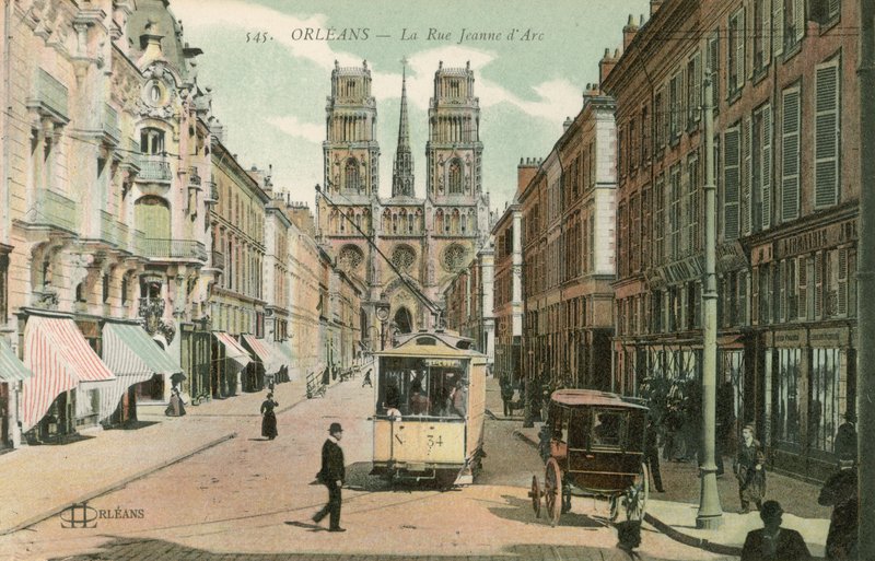 La Rue Jeanne dArc Orleansban. 1913-ban feladott képeslap. alkotó: French Photographer