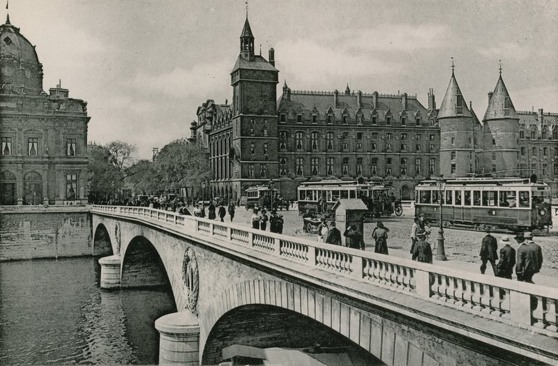 A Pont au Change és a Palais de Justice, a Pont au Change és a Bíróság (fotómetszet) alkotó: French Photographer
