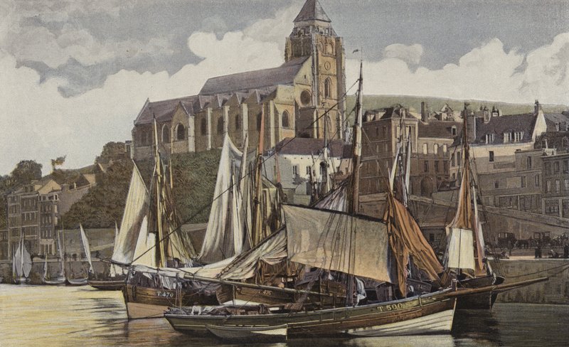 Le Treport, a templom és a kikötő alkotó: French Photographer