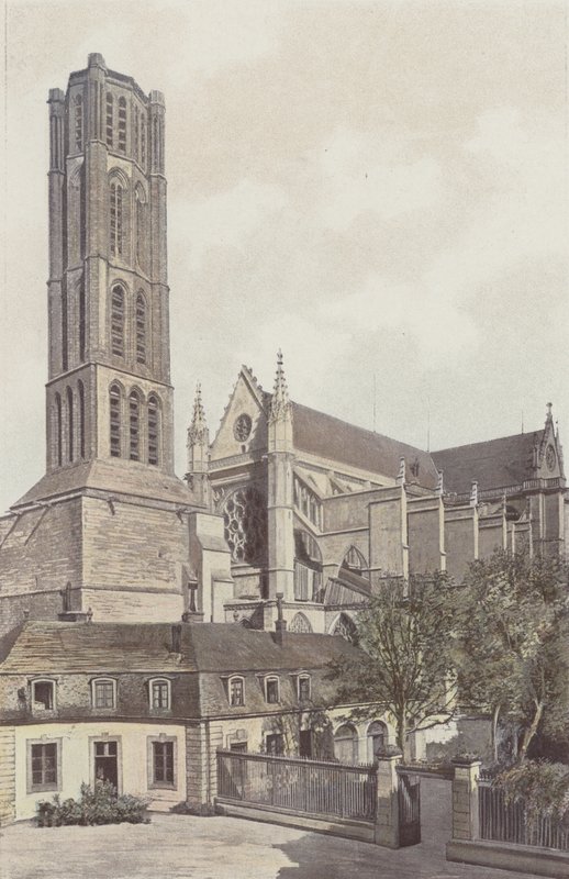 Limoges, St-Etienne katedrális, harangtorony és S O homlokzat (a kilátás a püspökség belső udvaráról) alkotó: French Photographer