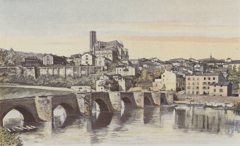 Limoges, Általános nézet, a Pont Saint-Etienne-től felfelé (a Vienne g partja) alkotó: French Photographer