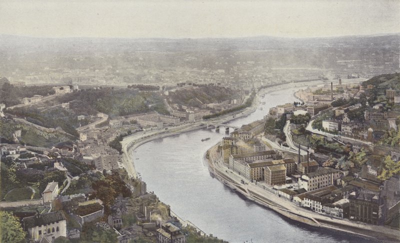 Lyon, La Saone és Pont Serin, Fourviere magaslatairól nézve alkotó: French Photographer