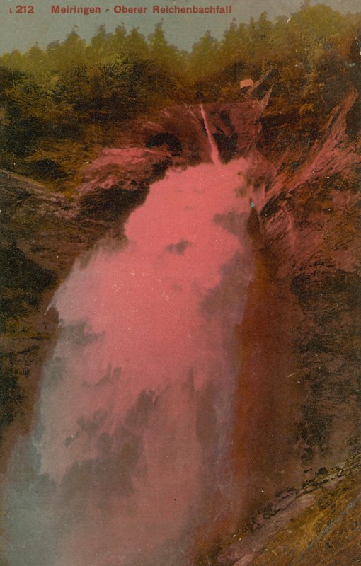 Meiringen – Felső-Reichenbach-vízesés. 1913-ban feladott képeslap. alkotó: French Photographer