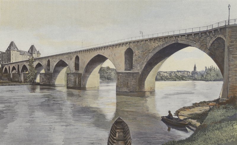 Montauban, Híd a Tarn felett, kilátás a folyásirányban a bal parton alkotó: French Photographer