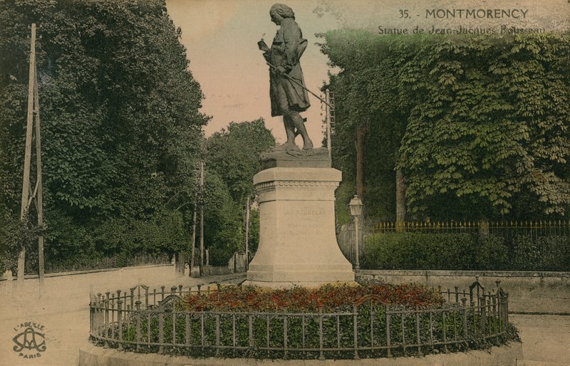 Montmorency - Jean-Jacques Rousseau szobra. 1913-ban feladott képeslap. alkotó: French Photographer