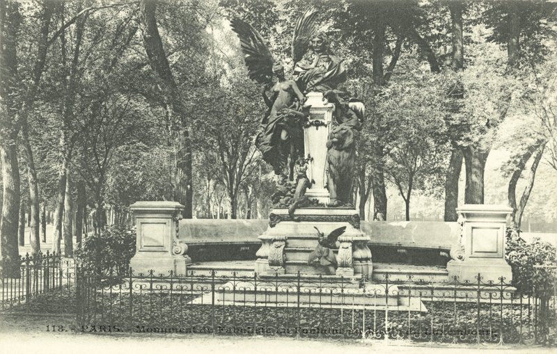 La Fontaine meseművész emlékműve, Jardin du Luxembourg (f/w fotó) alkotó: French Photographer