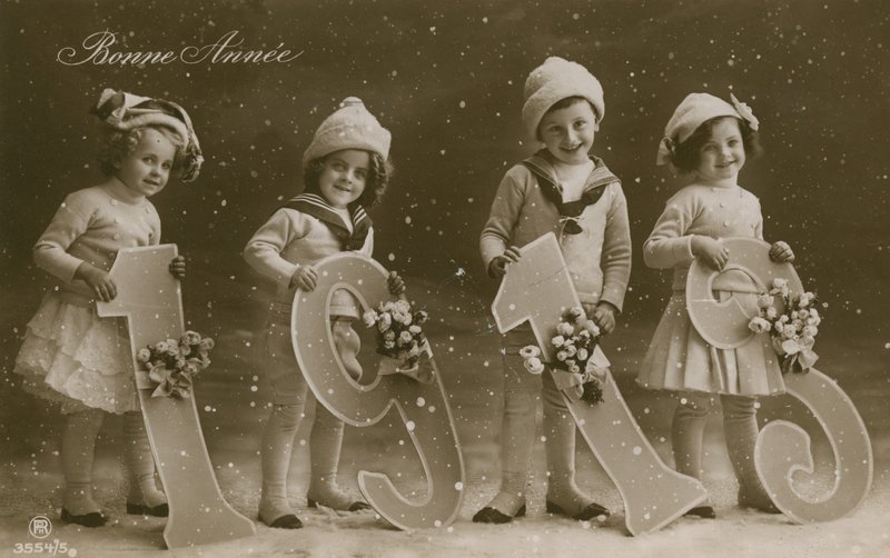 Újévi üdvözlőlap, 1913-ban küldték alkotó: French Photographer