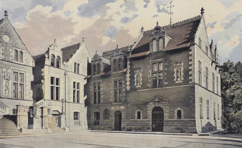 Orleans, városháza, főhomlokzat és pavilon a jobb oldalon alkotó: French Photographer