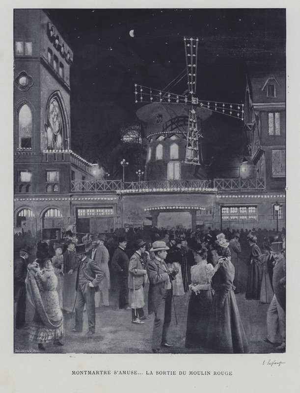 A Moulin Rouge-on kívül, Montmartre, Párizs (f/w fotó) alkotó: French Photographer
