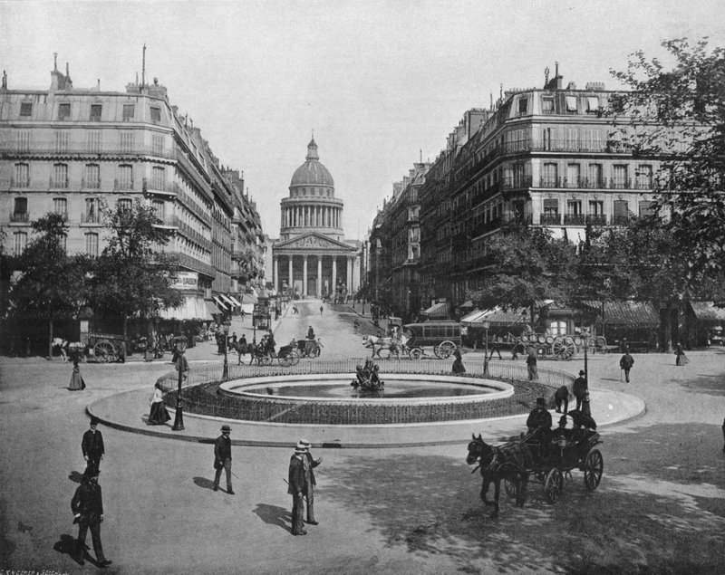 Párizs - Place Medicis, Rue Soufflot és a Pantheon (f/w fotó) alkotó: French Photographer