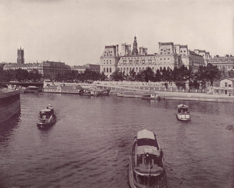 Párizs: Hotel de Ville, a folyó felőli oldalon (f/w fotó) alkotó: French Photographer