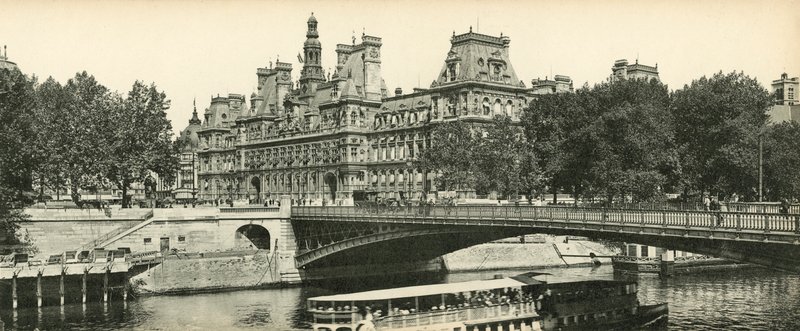 Párizs, Városháza és Arcole híd, Városháza és Arcole híd alkotó: French Photographer
