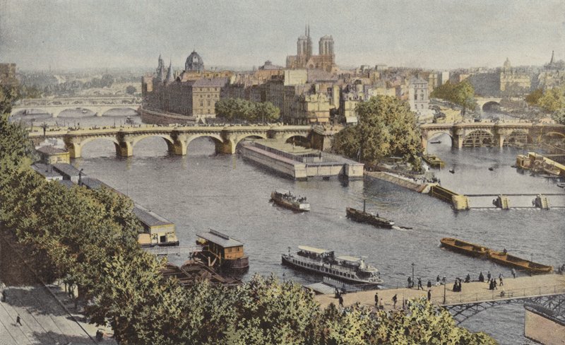 Párizs, a Pont-Neuf és az Ile de la Cite, kilátás a Louvre-ból alkotó: French Photographer