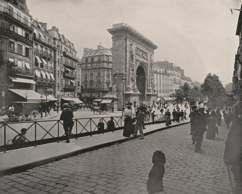 Párizs: Porte St Denis, ebédidő (f/w fotó) alkotó: French Photographer