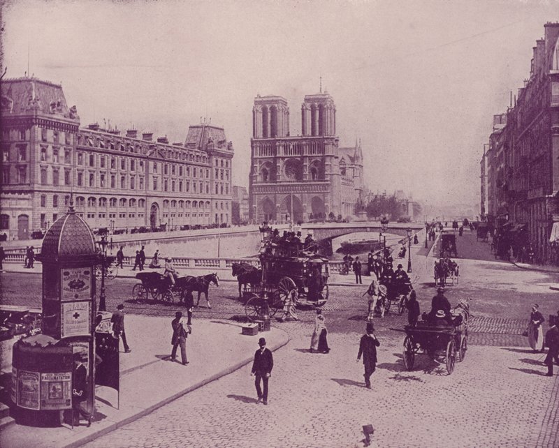 Párizs: A Pont St Michel és a Notre Dame (f/w fotó) alkotó: French Photographer