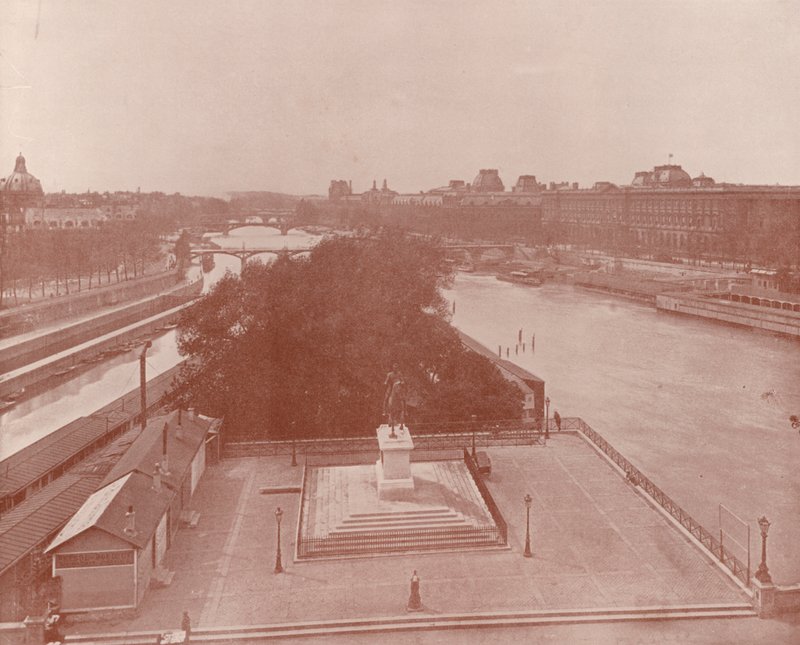 Párizs: Nyugatra néző kilátás a Pont Neufról (f/w fotó) alkotó: French Photographer