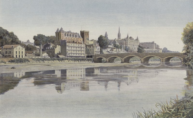 Pau, Általános nézet, a Gave bal partjáról alkotó: French Photographer