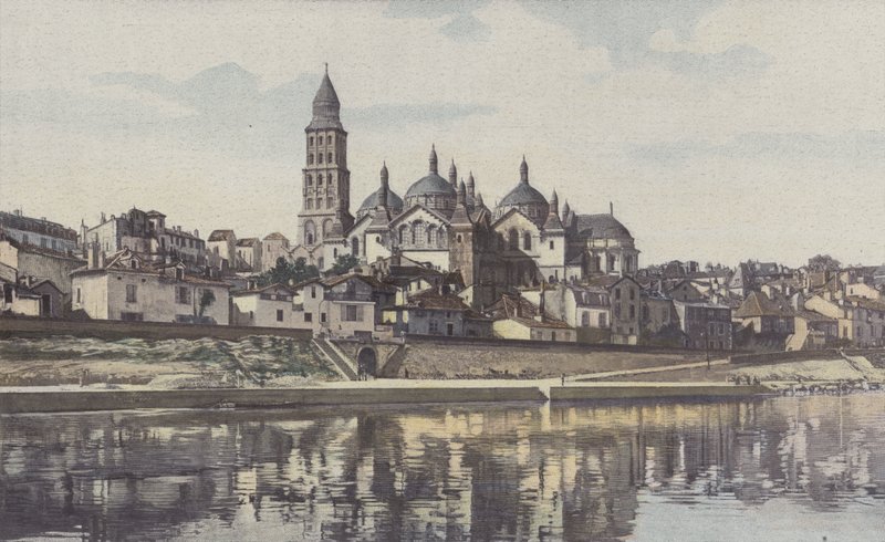Perigueux, Saint-Front katedrális, kilátás a sziget bal partjáról alkotó: French Photographer