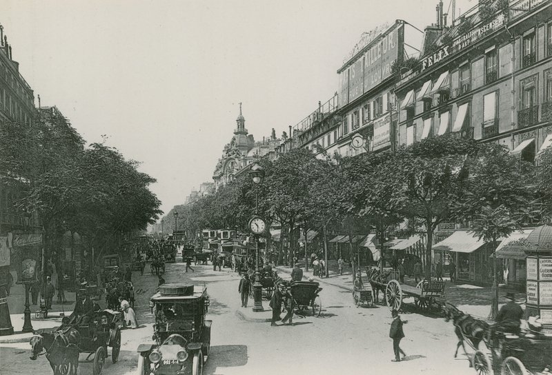 A Boulevard des Italiens perspektívája, az olaszok körútja (fotómetszet) alkotó: French Photographer