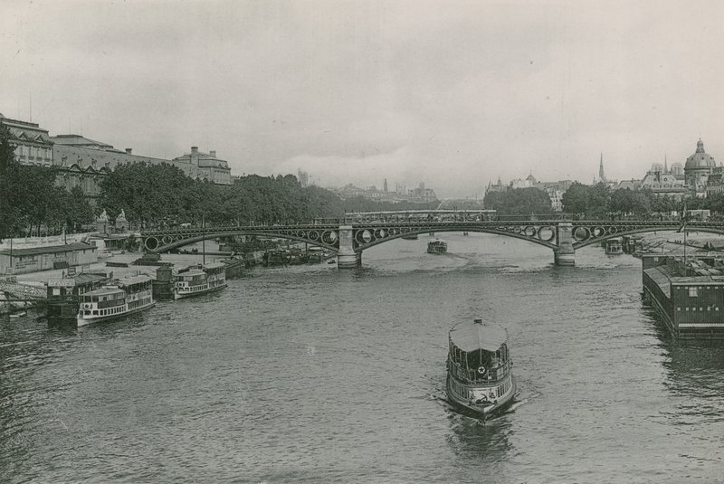 Perspektíva a Szajnára, a Pont des Saint-Peres-re, a Szajnára és a Saints-Peres-hídra (fotómetszet) alkotó: French Photographer