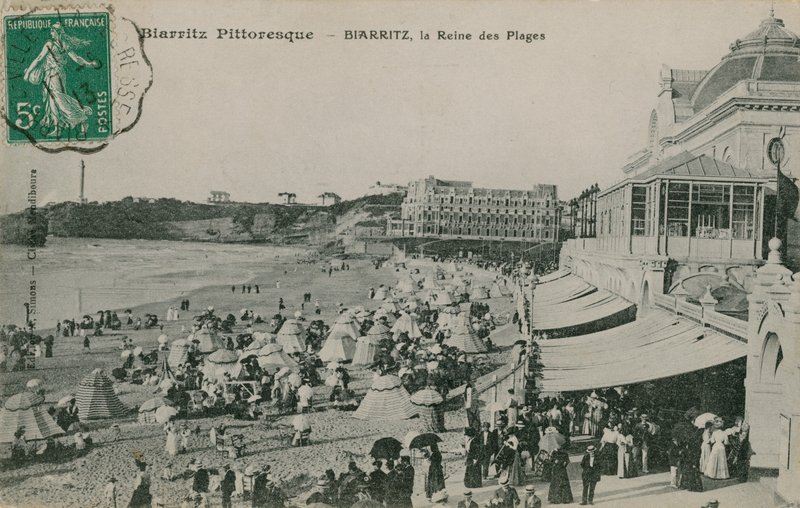 Festői Biarritz – Biarritz, a strandok királynője. 1913-ban feladott képeslap. alkotó: French Photographer