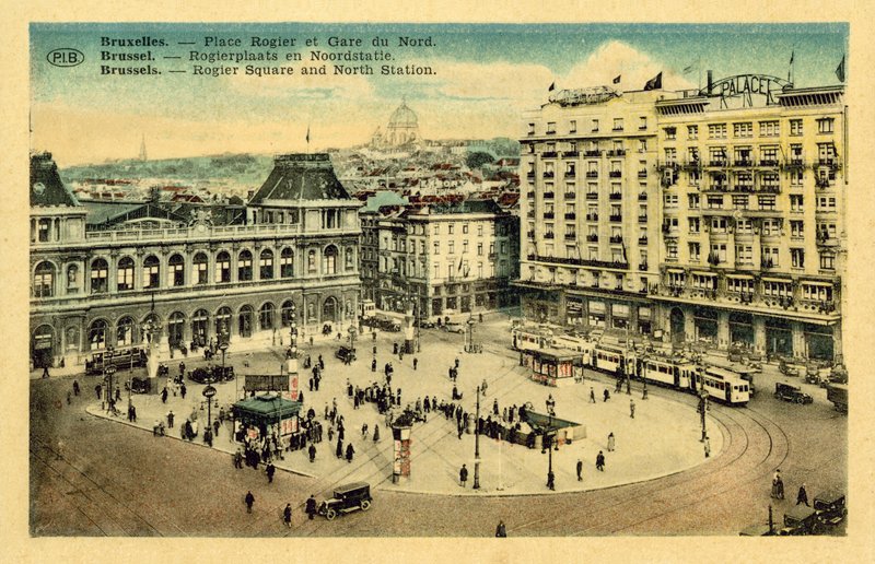 Place Rogier és Gare du Nord, Brüsszel (színes fotó) alkotó: French Photographer