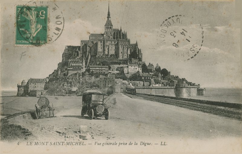 Képeslap a normandiai Mont Saint-Michelről, 1913-ban alkotó: French Photographer