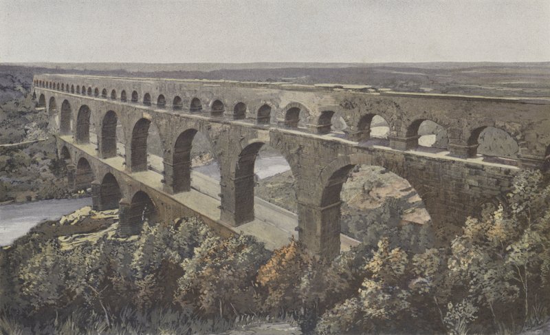 Remoulins, római vízvezeték-híd, a Gardon felett alkotó: French Photographer