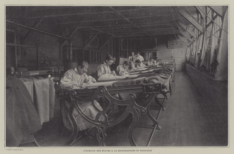 Diákműhely a Beauvais Tapestry Manufacture-ban, Franciaország (f/w fotó) alkotó: French Photographer