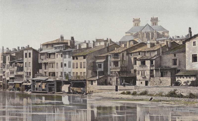 Verdun, a katedrális apszisa, kilátás a Meuse jobb partjáról alkotó: French Photographer