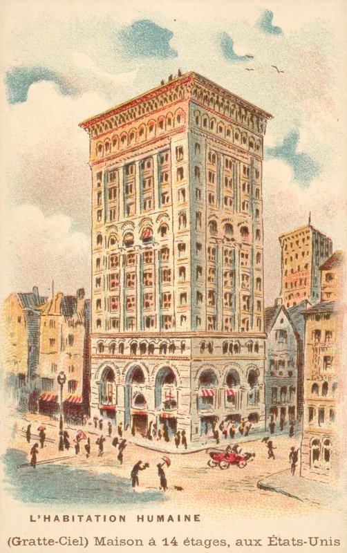 14 emeletes felhőkarcoló, USA (chromolitho) alkotó: French School