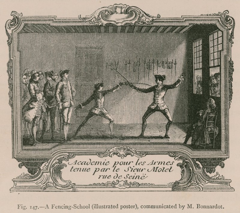 Egy vívóiskola (illusztrált plakát), közölte: M. Bonnardot alkotó: French School