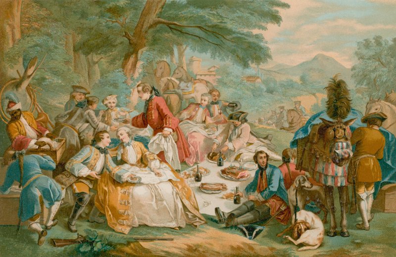 Egy lövöldözős parti ebédnél alkotó: French School