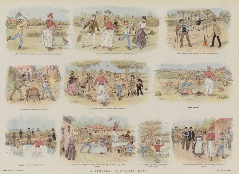 Egy külvárosi pillangóvadászat (chromolitho) alkotó: French School